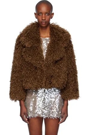 Anna Sui Tan Curly Faux-Fur Jacket