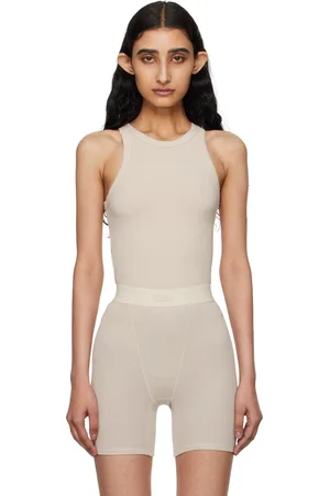 SKIMS Beige Cotton Jersey Crew Neck Tank Top