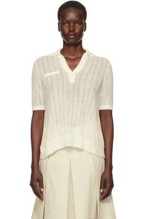 3.1 Phillip Lim Off-White Airy Open Cable Short Sleeve Polo