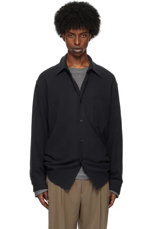 Auralee Black Brushed Super Fine Wool Flannel Shirt