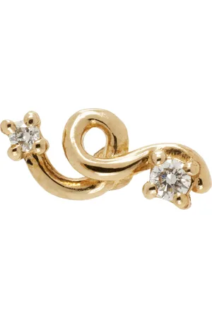 BEA BONGIASCA Gold Two Diamonds Mini Loop Single Earring