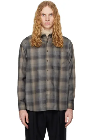 Auralee Gray Super Light Wool Check Shirt