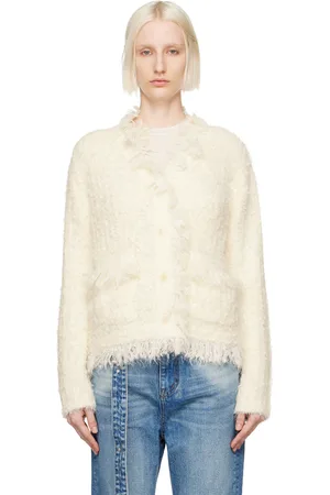 OPEN YY Off-White Y-Neck Cardigan