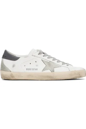 Golden Goose White & Gray Super-Star Classic Sneakers