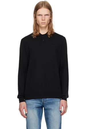 A.P.C. Black Jacob Embroidered Logo Polo