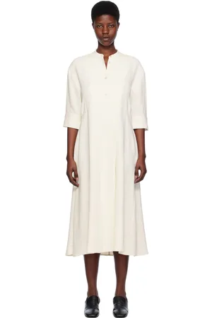 STUDIO NICHOLSON Off-White Half Placket Midi Dress