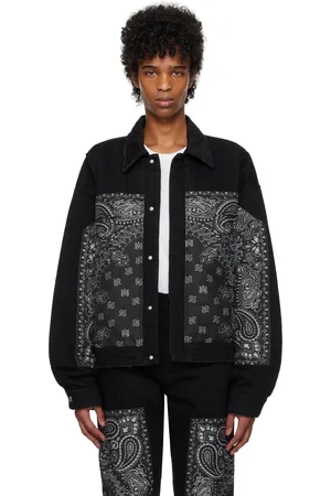 AMIRI Black & Gray Bandana Jacquard Denim Jacket