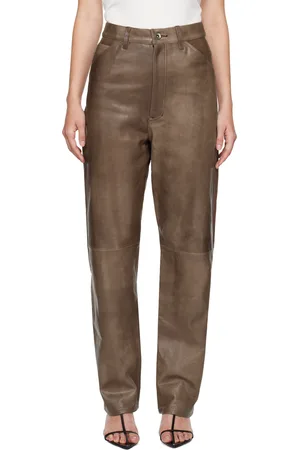 Auralee Brown Heavy Lamb Leather Pants