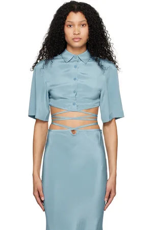 CHRISTOPHER ESBER Blue Crop Tie Shirt