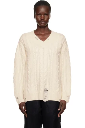 Arch4 Off-White Valentina Cable V-Neck Sweater