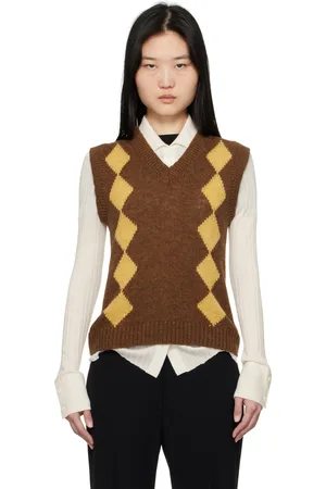 &Daughter Brown & Yellow Shetland Argyle Vest