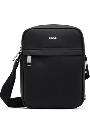 HUGO BOSS Black Zip Large Leather Messenger Bag