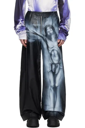 Gerrit Jacob SSENSE Exclusive Black & Gray Hand-Airbrushed Leather Pants