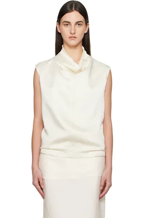 Totême Off-White Sleeveless Funnel Neck Blouse