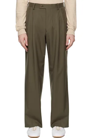 Auralee Khaki Super Fine Tropical Wool Trousers