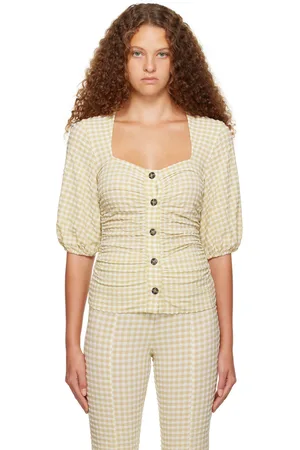 Ganni Beige Gathered Blouse