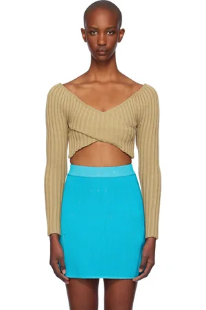 Isa Boulder Beige Crossed Sleeves Sweater
