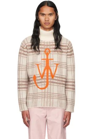 J.W.Anderson Off-White & Brown Check Turtleneck