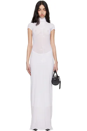 Jean Paul Gaultier White Light Viscose Jersey Sleeveless Maxi Dress