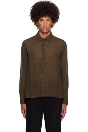 Kartik Research Brown Box Hand Embroidery Shirt