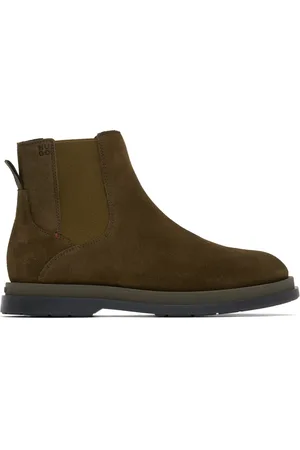 HUGO BOSS Khaki Suede Chelsea Boots