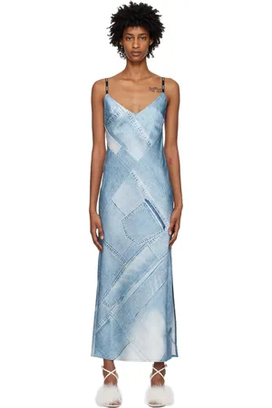 HUGO BOSS Blue V-Neck Midi Dress