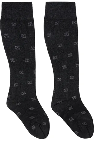 Ganni Black Glitter Butterfly Lace Socks