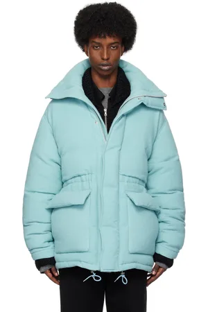 Auralee Blue Brushed Alpaca Wool Down Jacket