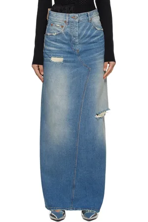 Maison Margiela Blue Denim Twisted Maxi Skirt