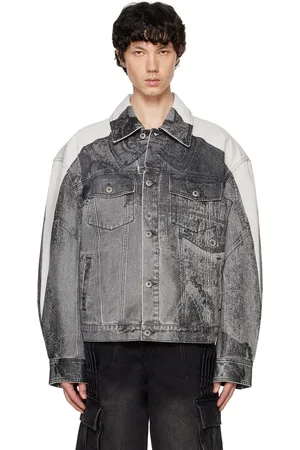 Feng Chen Wang Gray Printed Denim Jacket