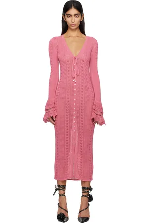 BLUMARINE Pink Button Midi Dress