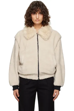 AMOMENTO Beige Detachable Sleeve Faux-Shearling Jacket