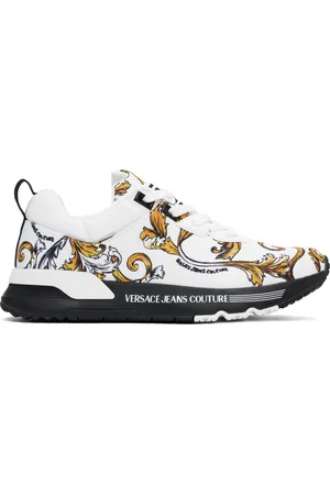 VERSACE White & Gold Outline Barocco Dynamic Sneakers