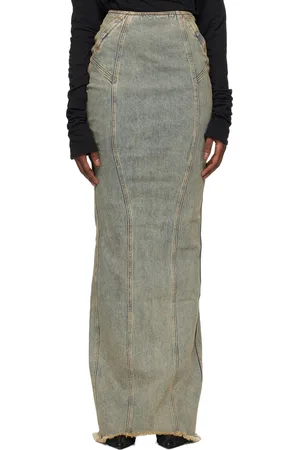 Entire Studios Blue Channel Denim Maxi Skirt