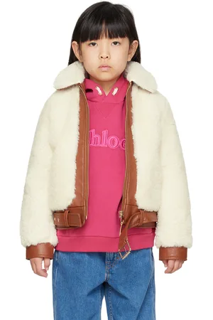 Chloé Kids Off-White Faux-Shearling & Faux-Leather Jacket