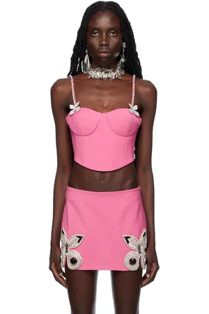 AREA Pink Butterfly Crystal Bustier