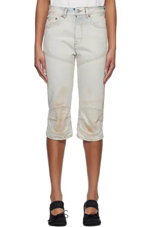 Maison Margiela Blue Panel Sprayed Capri Denim Shorts
