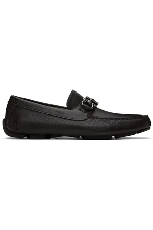 Salvatore Ferragamo Brown Gancini Ornament Driver Loafers