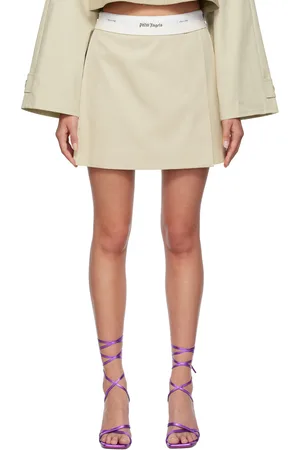 Palm Angels Beige Reversed Waistband Miniskirt