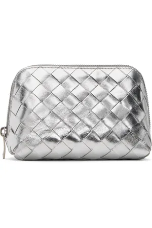 Bottega Veneta Silver Intrecciato Small Half-Moon Beauty Pouch