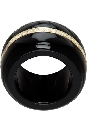 BY PARIAH Black & Gold Diamond Pebble Cocktail Ring