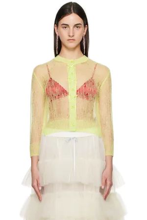 Simone Rocha Green Cropped Long Sleeve Cardigan