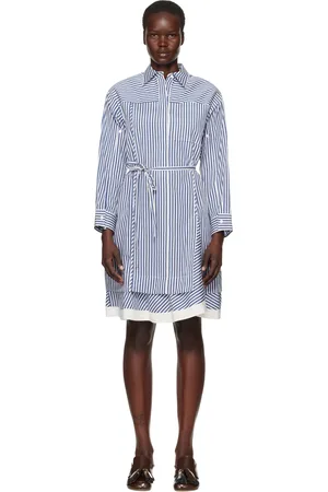 3.1 Phillip Lim Blue & White Cascade Sleeve Stripe Shirt Minidress