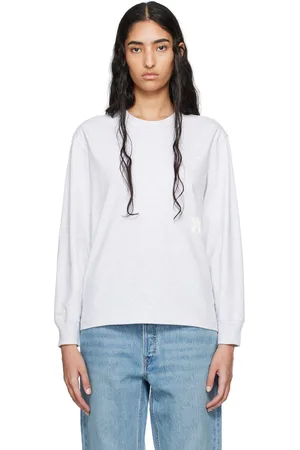 Alexander Wang Gray Embossed Stacked Logo Long Sleeve T-Shirt