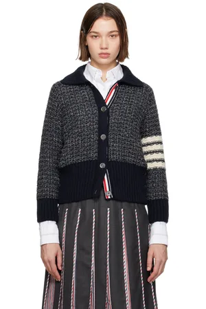 Thom Browne Navy Tuck Stitch 4-Bar Raglan Cardigan