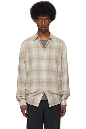 Auralee Yellow & Gray Airy Wool Check Shirt
