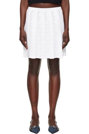 Givenchy White Pleated Monogram 72 Jacquard Miniskirt