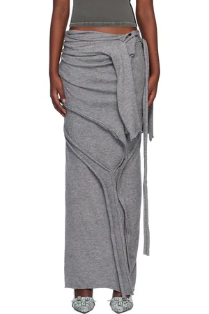 OTTOLINGER Gray Drape Strap Knit Maxi Skirt