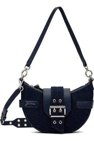 Ganni Navy Denim Small Bucky Crossbody Bag
