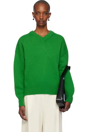 &Daughter Green Balla Slouch V-Neck Sweater